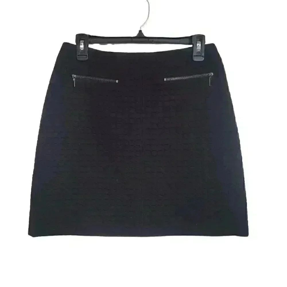 Laundry by Shelli Segal Women's Black Cotton/Poly Knit Quilted Mini Skirt w Zip
